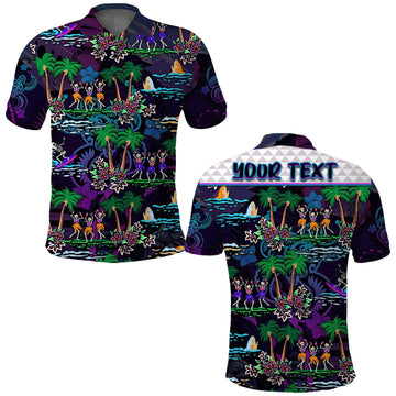 Custom Hawaii Skeleton Dancing Polo Shirt Halloween Hawaiian Turtle LT13
