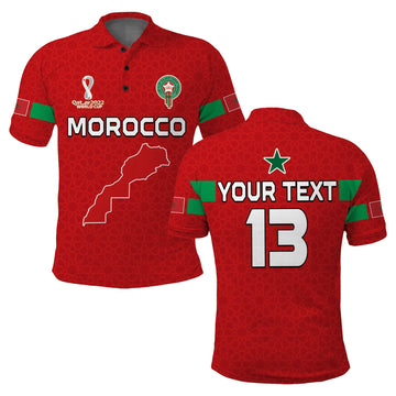 (Custom Text and Number) Morocco Football Polo Shirt Champions World Cup New History LT13