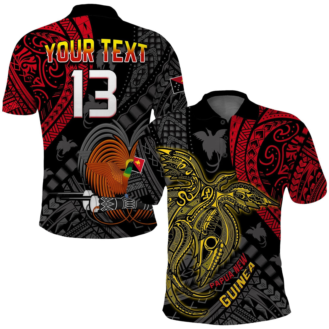Custom Text and Number Papua New Guinea Polo Shirt Raggiana Birds Of Paradise Happy 47th Independence Day LT13