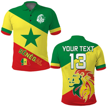 (Custom Text and Number) Senegal Football Polo Shirt Lions of Teranga Soccer Football 2022 Style Flag LT13