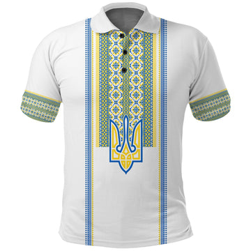Ukraine Folk Patterns Polo Shirt Unity Day White LT7