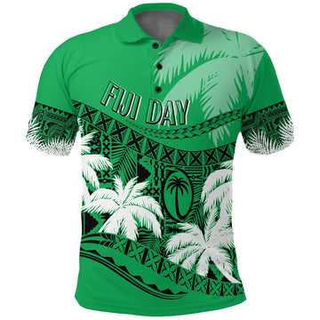 Custom Fiji Day Polo Shirt Flying Fijians Masi Kesa Style Green LT7