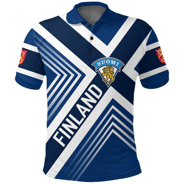 Custom Finland Ice Hockey World Championships Suomi Polo Shirt Blue Version LT7