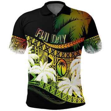 Custom Fiji Day Polo Shirt Flying Fijians Masi Kesa Style Reggae LT7