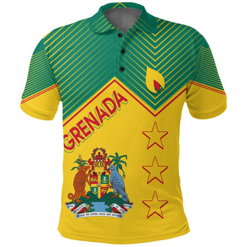 Grenada Polo Shirt Independence Day Geometric Style LT7
