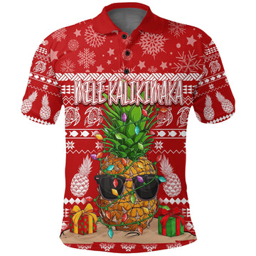 Christmas Hawaii Polo Shirt Mele Kalikimaka Pineapple LT7