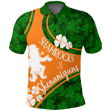 Saint Patrick Day Polo Shirt Shamrocks And Shenanigans Irish Flag Style LT7