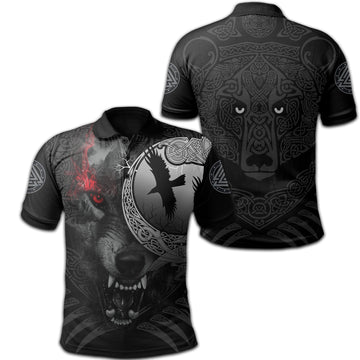 Viking Polo Shirt Angry Moon Wolf RLT12
