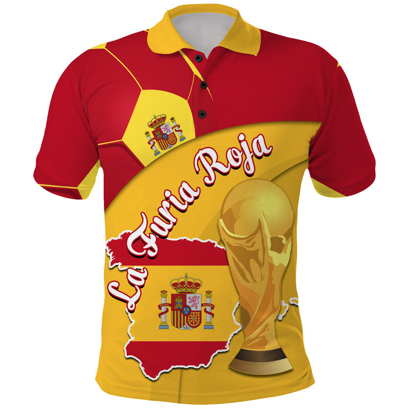 Custom Spain Football Champions Polo Shirt Spain Flag With Soccer Ball LT9