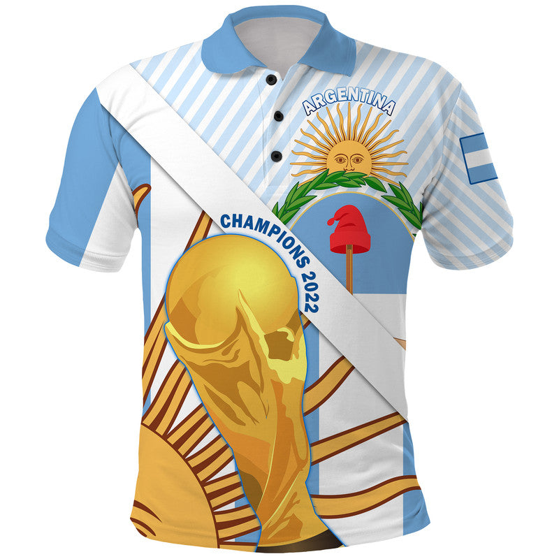Argentina Champions Polo Shirt Football 2022 La Albiceleste Sol de Mayo LT9