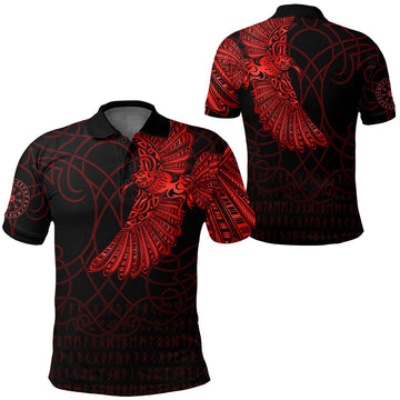 Viking Clothing Viking Odins Raven Tattoo Red Version Polo Shirt RLT12