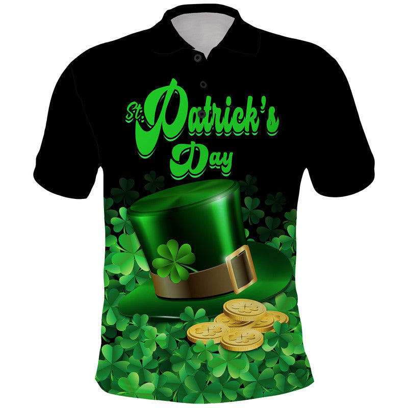 Custom St Patricks Day Polo Shirt Green Leprechaun Hat With Clover Leaf LT9