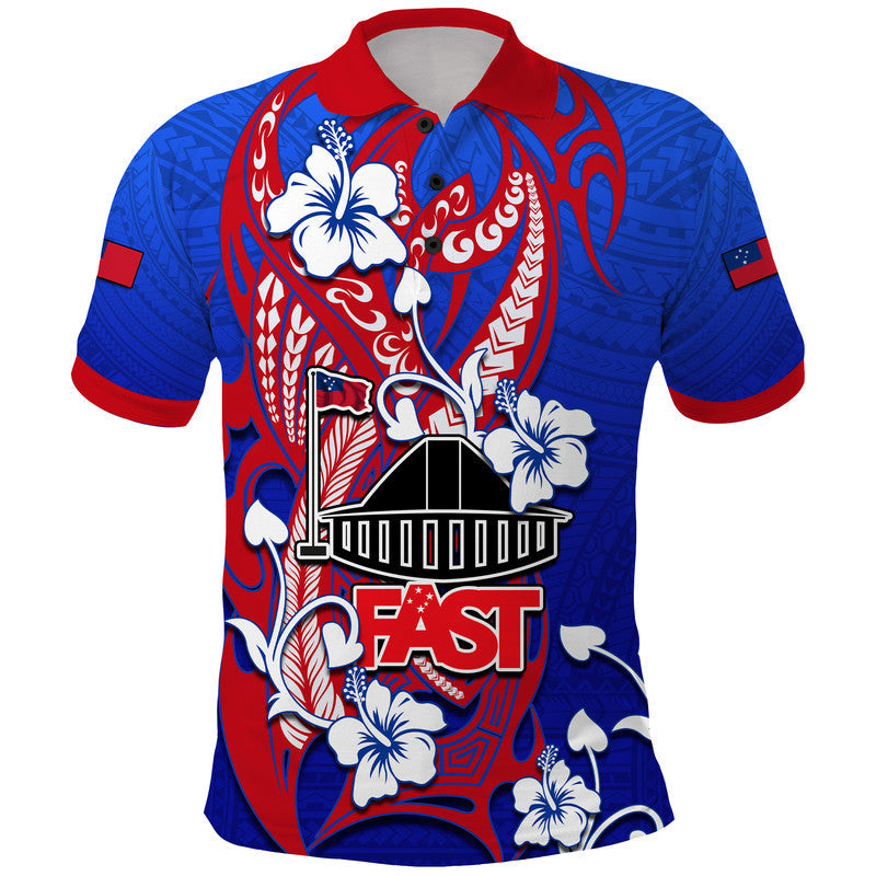 Custom Special Samoa FAST Party Polo Shirt Tribal Samoan Hibiscus Design LT9