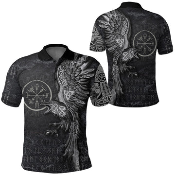 Viking Clothing Vegvisir With Raven Viking Compass Polo Shirt RLT12