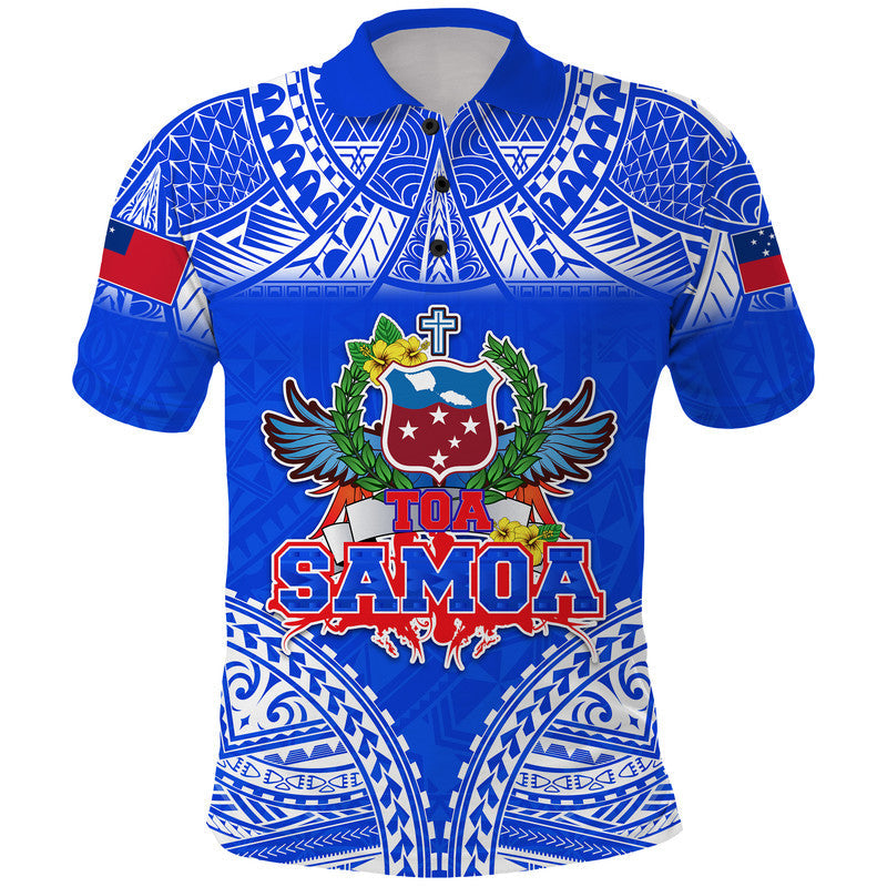 Custom Toa Samoa Polynesian Rugby Polo Shirt Samoan Flag Blue Color LT9