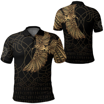 Viking Clothing Viking Odins Celtic Ravens Gold Version Polo Shirt RLT12