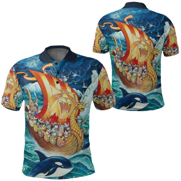 Viking Clothing Vikings Cat Drakkar Warship Polo Shirt RLT12