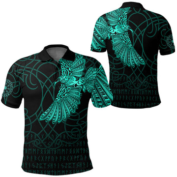 Viking Clothing Viking Odins Raven Tattoo Cyan Version Polo Shirt RLT12