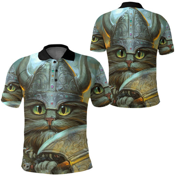 Viking Clothing Vikings Cat Warrior Polo Shirt RLT12
