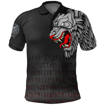 Viking Polo Shirt Killer Wolf Tattoo RLT12