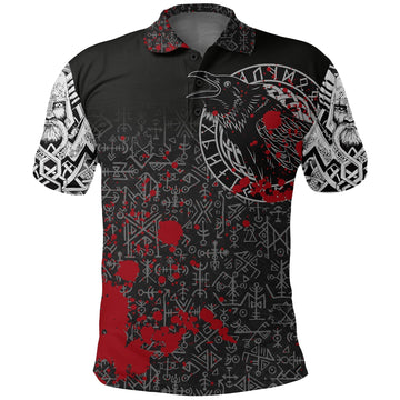 Viking Polo Shirt Odin Raven Rune Futhark Blood RLT12