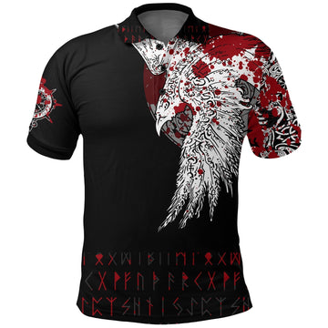 Viking Polo Shirt Mystical Raven Tattoo Style Blood RLT12