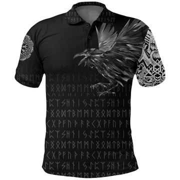 Viking Polo Shirt The Raven Of Odin Rune RLT12
