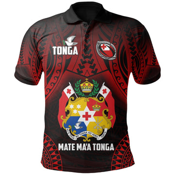 Tonga Rugby Polo Shirt Mate Maa Tonga Tribal Pattern