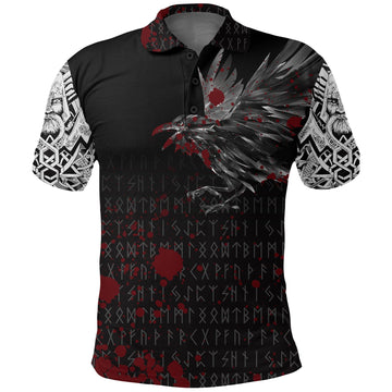 Viking Polo Shirt The Raven Of Odin Rune Blood RLT12
