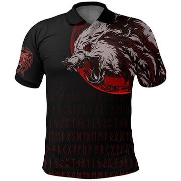 Viking Polo Shirt Wolf Blood Moon RLT12