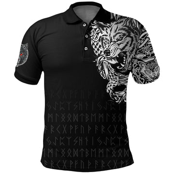 Viking Polo Shirt Dark Norse Wolf Tattoo RLT12