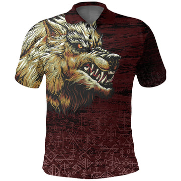 Viking Polo Shirt Fenrir On The Blood Moon Background RLT12