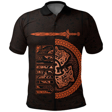 Viking Polo Shirt Fierce Wolf Totemic Animal RLT12