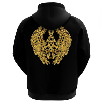 Viking Clothing Viking Raven Catching Sun Reflection Celtic Knot Black and White Hoodie RLT12