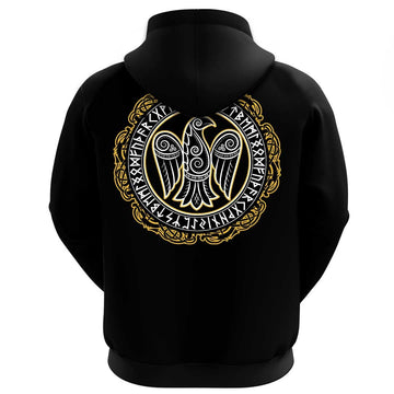 Viking Clothing Viking Raven and Runes 2 Hoodie RLT12