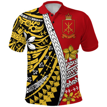 Tonga Terra Marique Polo Shirt Red Polynesian Minimalist Style LT9