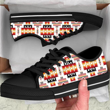 White Tribes Pattern Native American Low Top Canvas Shoes LT10