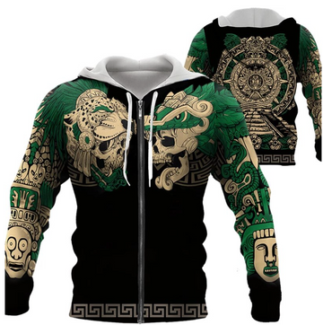 Viking Clothing Aztec Warrior Skull Hoodie RLT12