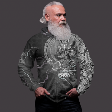 Viking Clothing Viking Thor and Jormungand Zip Hoodie RLT12