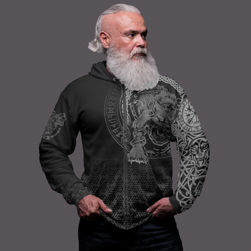 Viking Clothing Viking Fenrir Norse 3D Tattoo Zip Hoodie RLT12