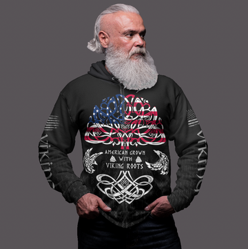 Viking Clothing Viking American By Blood Zip Hoodie RLT12
