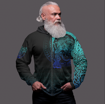 Viking Clothing Viking Fenrir Norse 3D Special Zip Hoodie RLT12