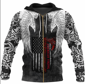Viking Clothing Viking Mystical Raven American Zip Hoodie RLT12
