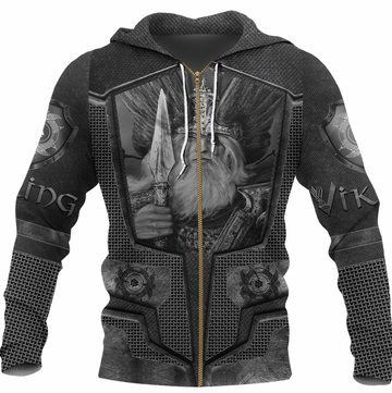 Viking Clothing Armor 3D Style Viking Odin Tattoo Zip Hoodie RLT12