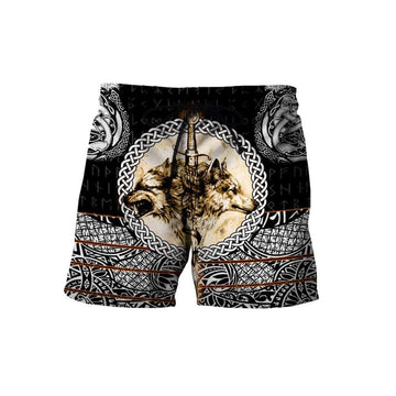 Viking Shorts - Wolf and Vikings Tattoo 3D RLT12