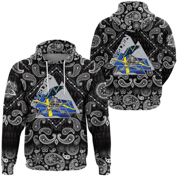 Viking Hoodie Sweden Valknut with Bandana Paisley Style RLT12