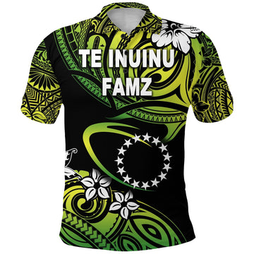 TE INUINU FAMZ Cook Islands Rugby Polo Shirt Unique Vibes Green LT8