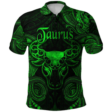 Taurus Zodiac Polynesian Polo Shirt Unique Style Green LT8