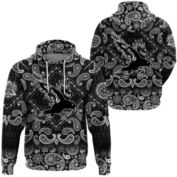 Viking Hoodie The Raven Viking with Bandana Paisley Style RLT12
