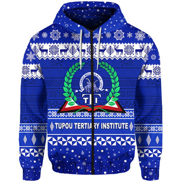 Tupou Tertiary Institute Christmas Tonga Zip Hoodie Simple Style LT8